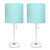 Stick Table Lamps with Round Shades - 19.5" - White and Blue - Set of 2 - IMAGE 1