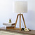 Interlocked Triangular Wooden Table Lamp with Shade - 19" - White and Beige - IMAGE 2