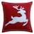 Reindeer Handloomed Christmas Square Throw Pillow - 20” - Red and White - IMAGE 1