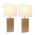 Table Lamps with Square Shade - 21" White and Brown - Set of 2 - IMAGE 3