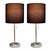 Stick Table Lamps with Round Shades - 19.5" - Silver and Black - Set of 2 - IMAGE 3