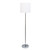 Brushed Nickel-Finish Floor Lamp with Drum Shade - 58" - Silver and White - IMAGE 1