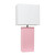 Faux Leather Bedside Table Lamp with Shade - 21" - Pink and White - IMAGE 1