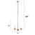 3-Light Hanging Pendant Chandelier with Cylindrical Shades - 64" - Rose Gold - IMAGE 3