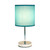 Chrome-Finish Mini Table Lamp with Drum Shade - 11" - Silver and Blue - IMAGE 4
