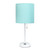 Stick Lamp with USB Charging Port and Drum Shade - 19.5" - White and Aqua Blue - IMAGE 1