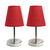 Nickel-Finish Mini Table Lamps with Tapered Shade - 10.5" - Red - Set of 2 - IMAGE 1