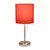 19.5" Silver Stick Lamp with USB Charging Port and Red Shade