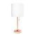 Stick Lamp with USB Charging Port and Drum Shade - 19.5" - Rose Gold and White - IMAGE 1