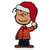 Peanuts Linus in Santa Hat Christmas Window Cling Decoration - IMAGE 1