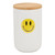 Smiley Face Pet Treat Canister - 6.5" - White and Yellow - IMAGE 1