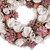13" White and Pink Wooden Floral Christmas Wreath with Pinecones - IMAGE 4