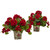 Set of 2 Red Geranium Flower Artificial Silk Plants with Floral Planter 13" - IMAGE 1