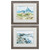 Set of 2 Blue and Brown Contemporary Watercolor Views Wall Art Decors 19" x 22" - IMAGE 1