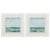 Set of 2 Teal Blue and Green Cape Cod Square Wall Art Decors 19" x 19" - IMAGE 1