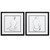 Set of 2 Black and White Poised Pose Square Wall Art Decors 17" x 17" - IMAGE 1
