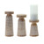 Set of 3 Pattern Pillar Candle Holders 10" - IMAGE 1