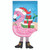 Blue and Pink Holiday Flamingo Outdoor Christmas Garden Flag 24" x 13" - IMAGE 1