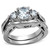 2-Piece Stainless Steel Wedding Women's Ring Set With Triple Cubic Zirconia's, Size 8 - IMAGE 1