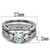 2-Piece Stainless Steel Wedding Women's Ring Set With Triple Cubic Zirconia's, Size 8 - IMAGE 2