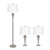 Lamp Set with Tapered Shades - 60" - Brushed Nickel Finish and White - Set of 3 - IMAGE 1