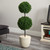 4' Artificial Boxwood Double Ball Topiary Outdoor Tree in Oval Planter - IMAGE 2