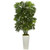 4' Artificial Mini Bamboo Palm Plant in White Tower Planter - IMAGE 1
