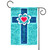 Blue and Pink Heart Cross Outdoor Garden Flag 18" x 12.5" - IMAGE 1