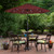 9ft Solar Lighted Outdoor Patio Market Umbrella with Hand Crank and Tilt, Burgundy - IMAGE 2