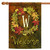 Green and Yellow Fall Wreath Monogram W Outdoor House Flag 28" x 40" - IMAGE 1
