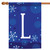 Blue and White Winter Snowflakes Monogram L Outdoor House Flag 40" x 28" - IMAGE 1