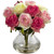 11" Rose Artificial Floral Arrangement with Glass Vase - IMAGE 1