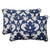Set of 2 Navy Floral Victorian Outdoor Corded Rectangular Throw Pillows 24.5" - IMAGE 1