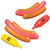 Set of 2 Inflatable Hot Dog Ride On Swimming Pool Battle Set with Boppers Game - 56" - IMAGE 2