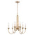 8-Light Slender Curved Arms Ceiling Chandelier - 28" - Brass Finish - IMAGE 1
