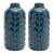 Vine Leaf Decorative Vases - 8.75" - Blue - Set of 2 - IMAGE 1
