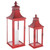 Candle Lanterns with Hammered Lid - 27.5" - Red - Set of 2 - IMAGE 1