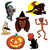 84 Counts Orange and Black Vintage Halloween Classic Cutouts 16” - IMAGE 1