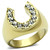 Men's Gold Ion Plated Stainless Steel Horseshoe Ring with Clear Crystals - Size 8 (Pack of 2) - IMAGE 1