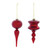 Shiny Finish Glass Christmas Finial Drop Ornaments - 6.5" (170mm) - Red - 12ct - IMAGE 2