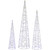 LED Lighted Twinkle Outdoor Christmas Cone Trees - 39.5" - Silver - Set of 3 - IMAGE 1