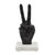 Hand In a Peace Sign Statue on Marble Base - 9" - Black and White - IMAGE 1