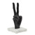 Hand In a Peace Sign Statue on Marble Base - 9" - Black and White - IMAGE 2