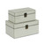 Set of 2 White and Gold Rectangular Storage Boxes 10.25" - IMAGE 1