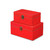 Set of 2 Red Rectangular Wooden Treasure Decorative Boxes 10.25" - IMAGE 2