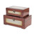 Set of 2 Brown and White Burl Wood Storage Boxes 11.75" - IMAGE 2