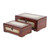Set of 2 Brown and White Burl Wood Storage Boxes 11.75"