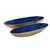 Set of 2 Blue and Gold Ribbed Oval Bowls 24" - IMAGE 1