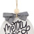 Wooden "Merry & Bright" Disc Christmas Ornament with Plaid Bow - 4" - Black and White - IMAGE 3