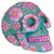 Day of the Dead Skull Coin Bank - 7.75" - Teal Blue and Pink - IMAGE 4